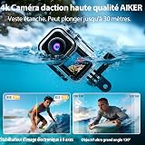 AIKER Caméra Sport 4k 60fps,Version Améliorée Camera Action WiFi 130°,Double Écran Camera Moto Étanche Jusqu'À 30m avec Stabilisation,Qualité d'image Ultra HD avec Accessoires Multifonctions - 2