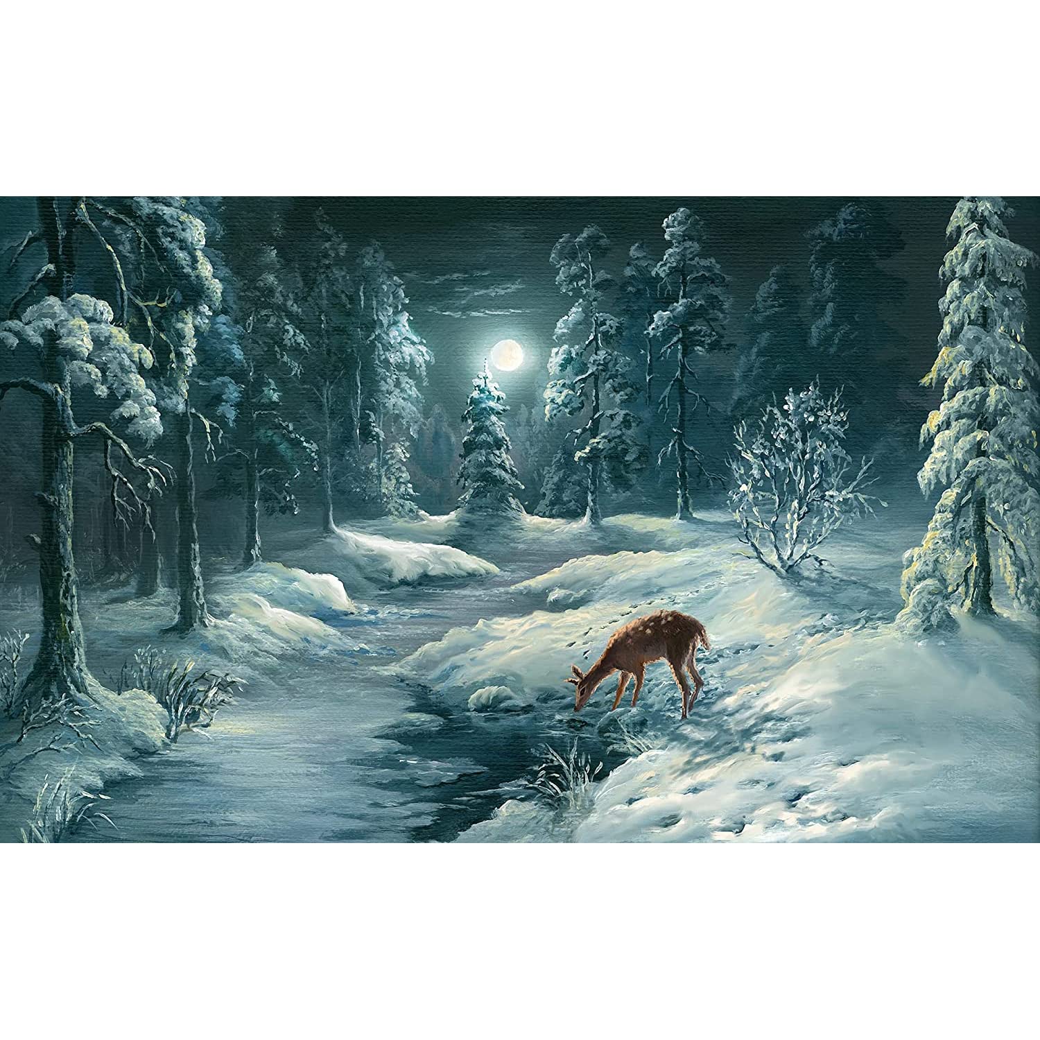 1000 Piece Puzzles Deer Jigsaw Puzzles for Adults, Difficult Jigsaw Adult - Winter Snow Forest Deer Challenge Game - 70 x 50 cm