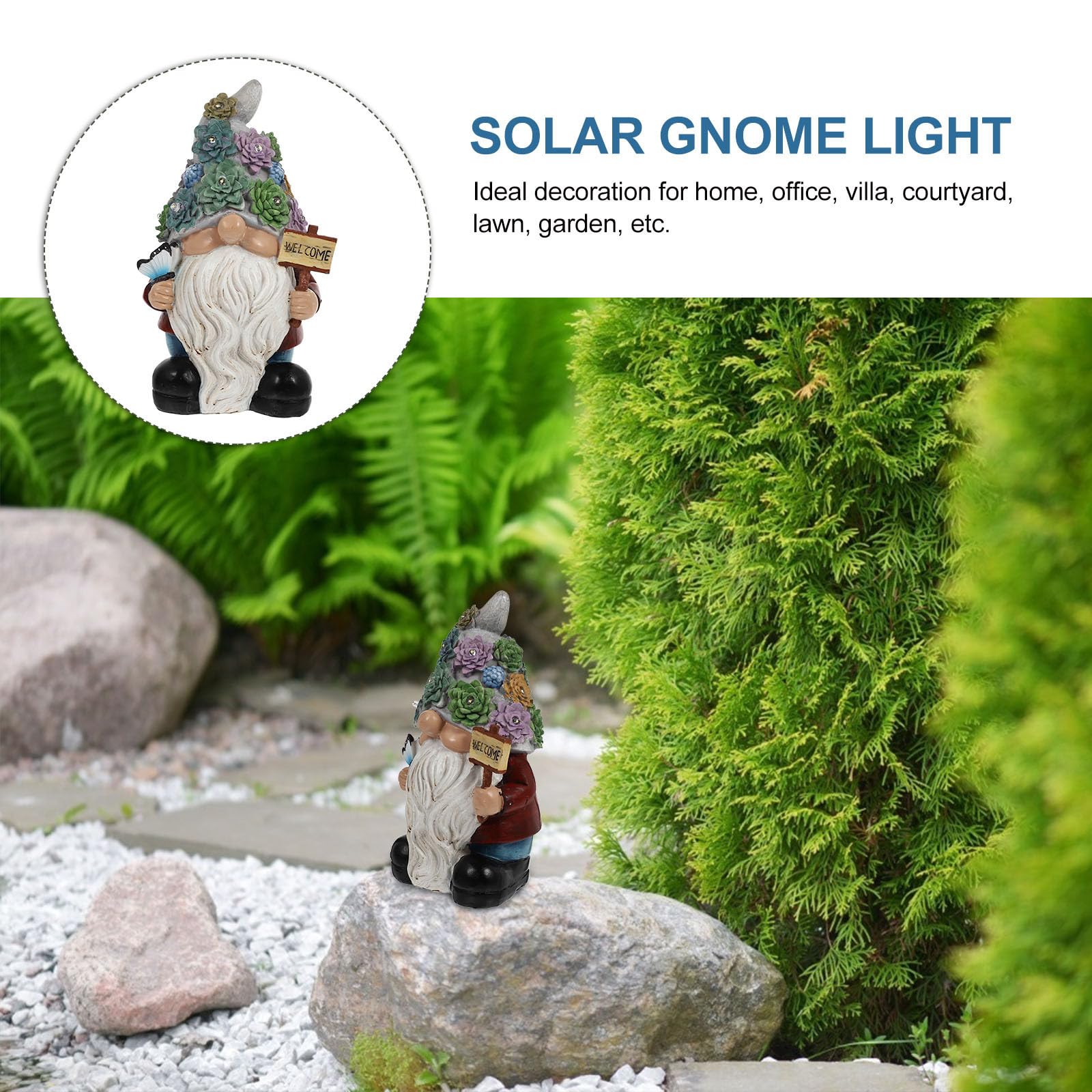 Homoyoyo Gnomo Luminoso Solare da Giardino in Resina Verde Saluto