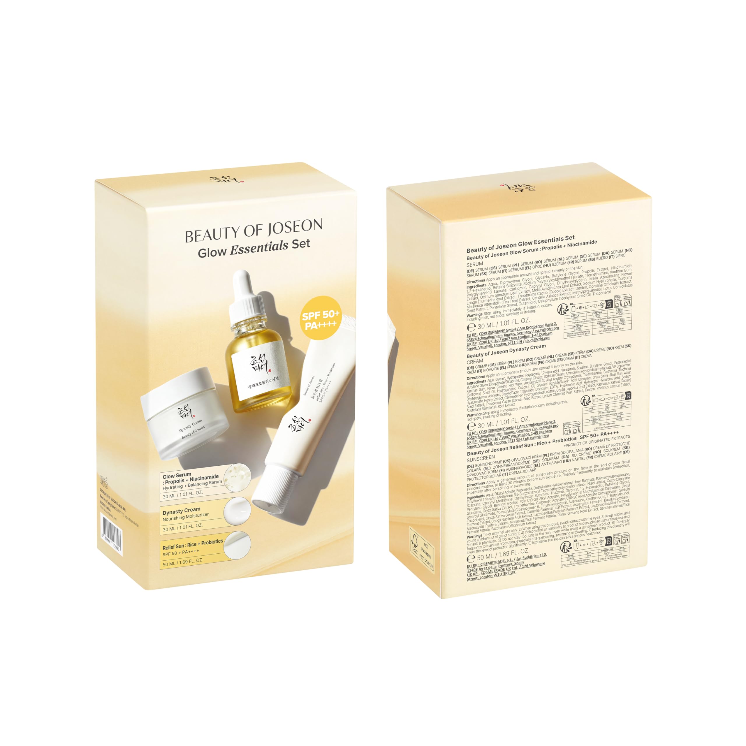 Beauty of Joseon Glow Essential Set Relief Sun 50ml Dynasty Cream 30ml Glow Serum Korean Skin Care Gift Set