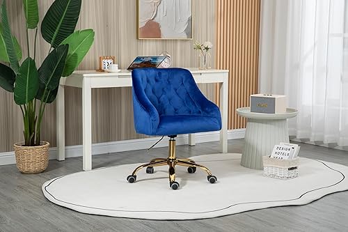 Miniatura 20 de ZOBIDO Cómoda silla de trabajo para la oficina en casa con ruedas, bonita y moderna tapizada de terciopelo con respaldo de concha, silla de