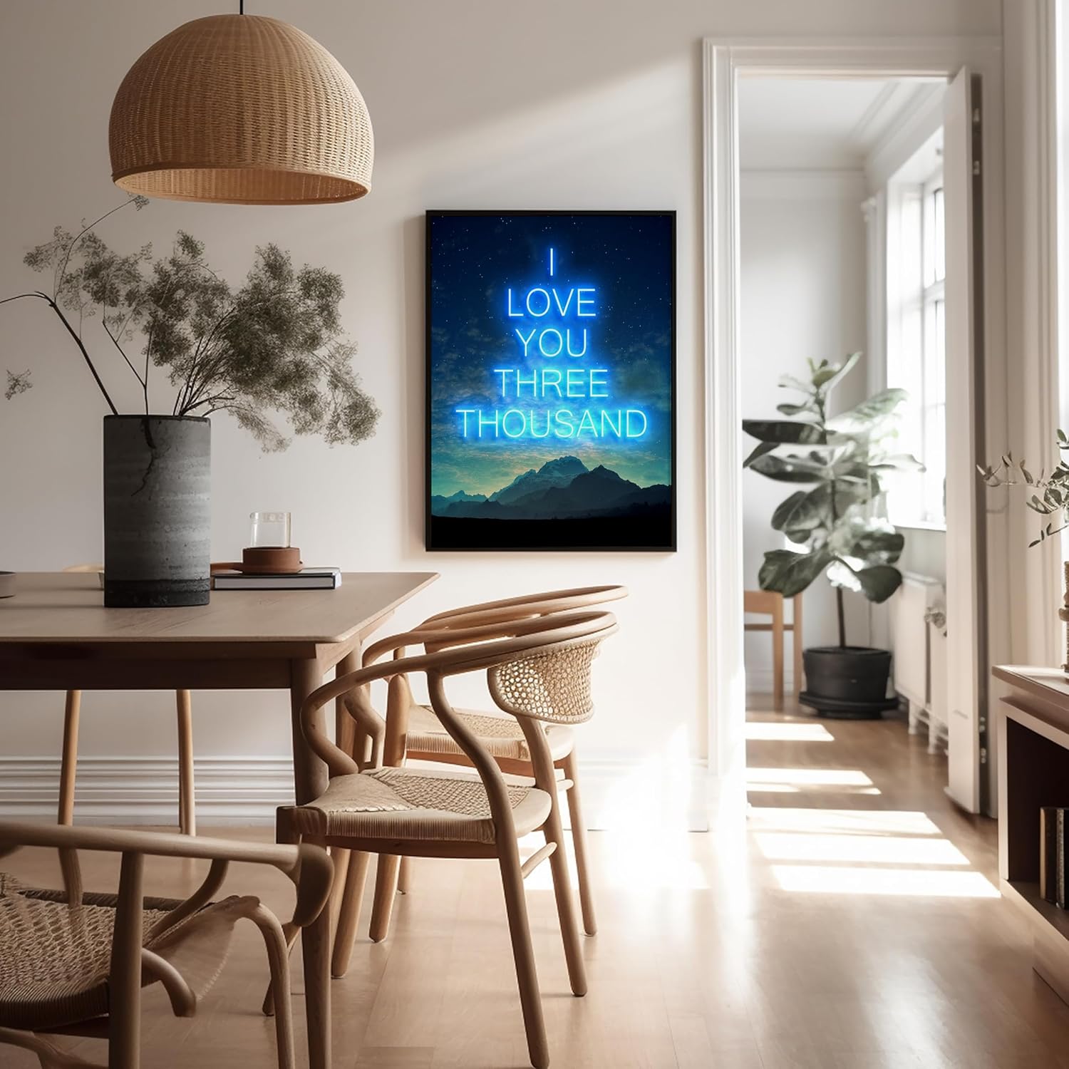Poster Master I Love You Three Thousand Poster - Movie Quote Print - Neon Art - Trendy Art - Gift for Men, Women & Lovers - Romantic Decor for Bedroom, Living Room or Dorm - 8x10 UNFRAMED Wall Art