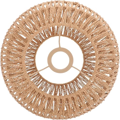 SEWACC Pantalla de lámpara colgante tejida de ratán vintage, cubierta de luz, jaula de lámpara colgante de techo, cesta para sala de estar y