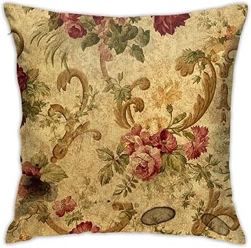 Nebra Vintage Floral Elegant Victorian Rustic Grunge Throw Pillow Covers Cozy Square Throw Pillowcases Home Decorative for Bed Couch Sofa Living Room Cushion Cover 18inchX18inch, One Size