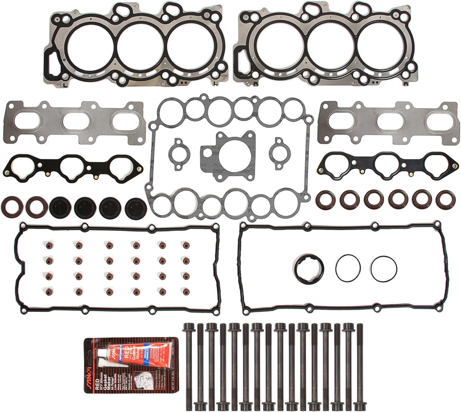 MA-4216915282 Head Gasket Bolts Set Compatible With/For 98-04 Acura Honda Isuzu V6 3.2 3.5 DOHC 24V 6VE1 6VD1