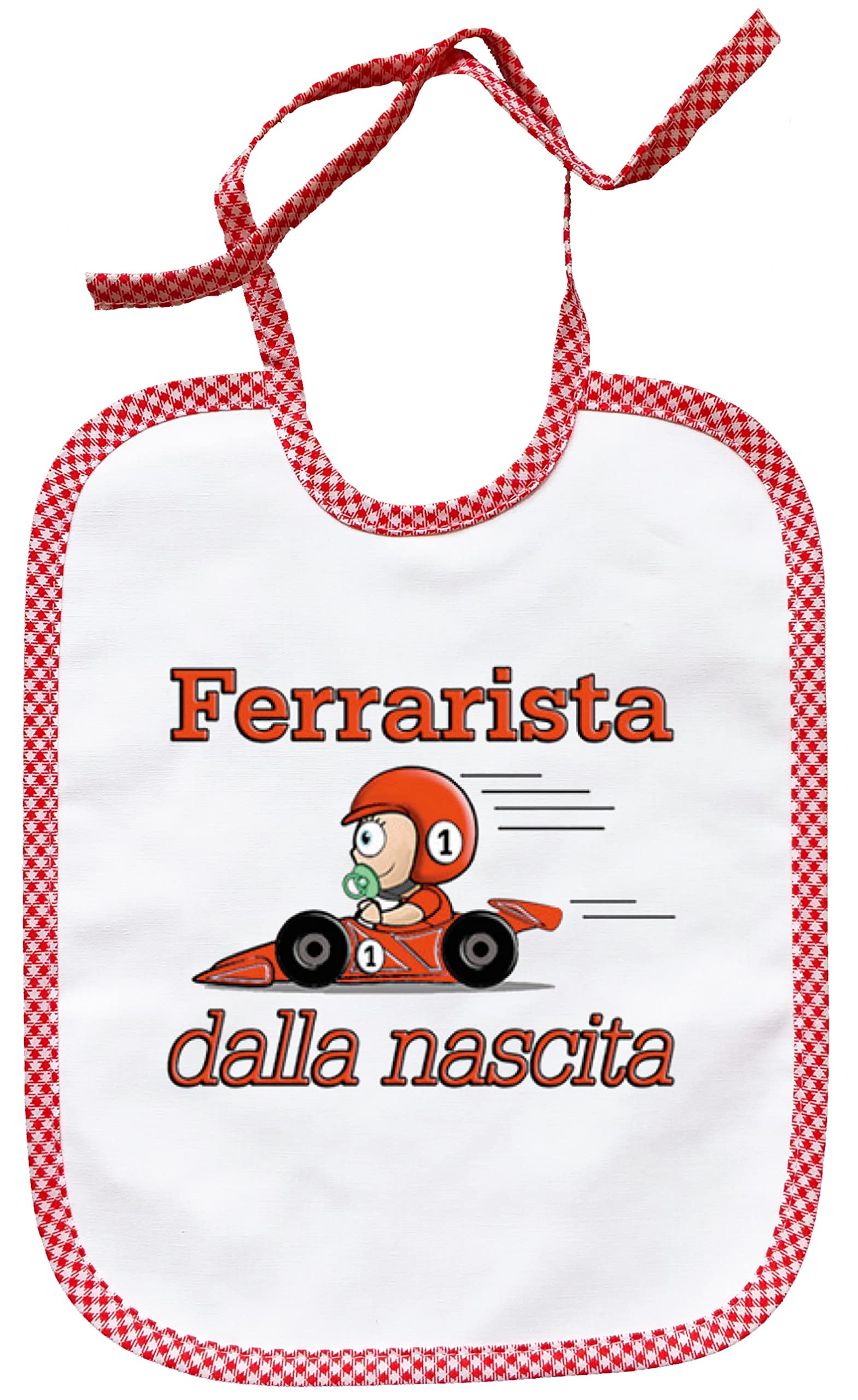 PASSAPAROLA Bavaglino -MOLTE GRAFICHE DISPONIBILI- Ferrarista rosso- Umoristico - unisex pappa - Made in Italy
