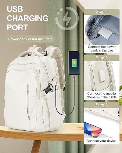 Miniatura 6 de Mochila de viaje para mujer aprobada por aerolíneas,Mochila grande para laptop para hombres,Mochila de equipaje aprobada para vuelos, beige