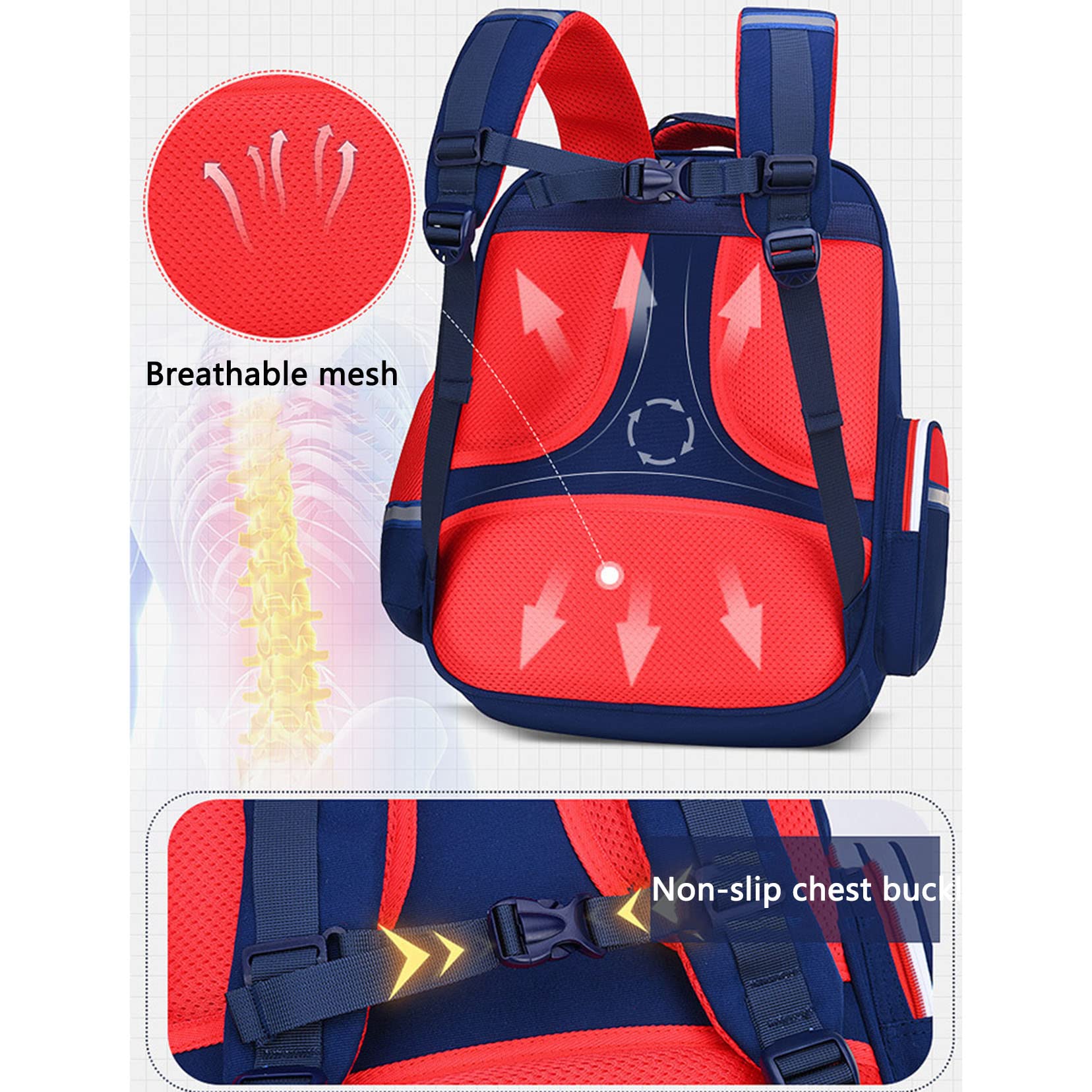 ZALTAS Grundschulkinder Rucksack Grundschule Daypack Outdoor -Gepäckbuch für Teenager blue-L