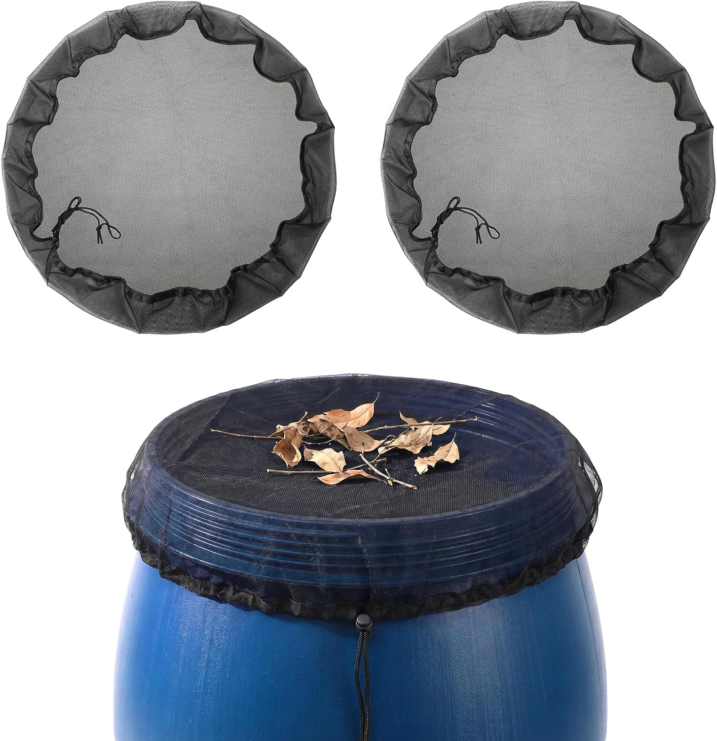 2 Pcs Mesh Cover for Rain Barrel 39 Inch Black Rain Barrel Cover