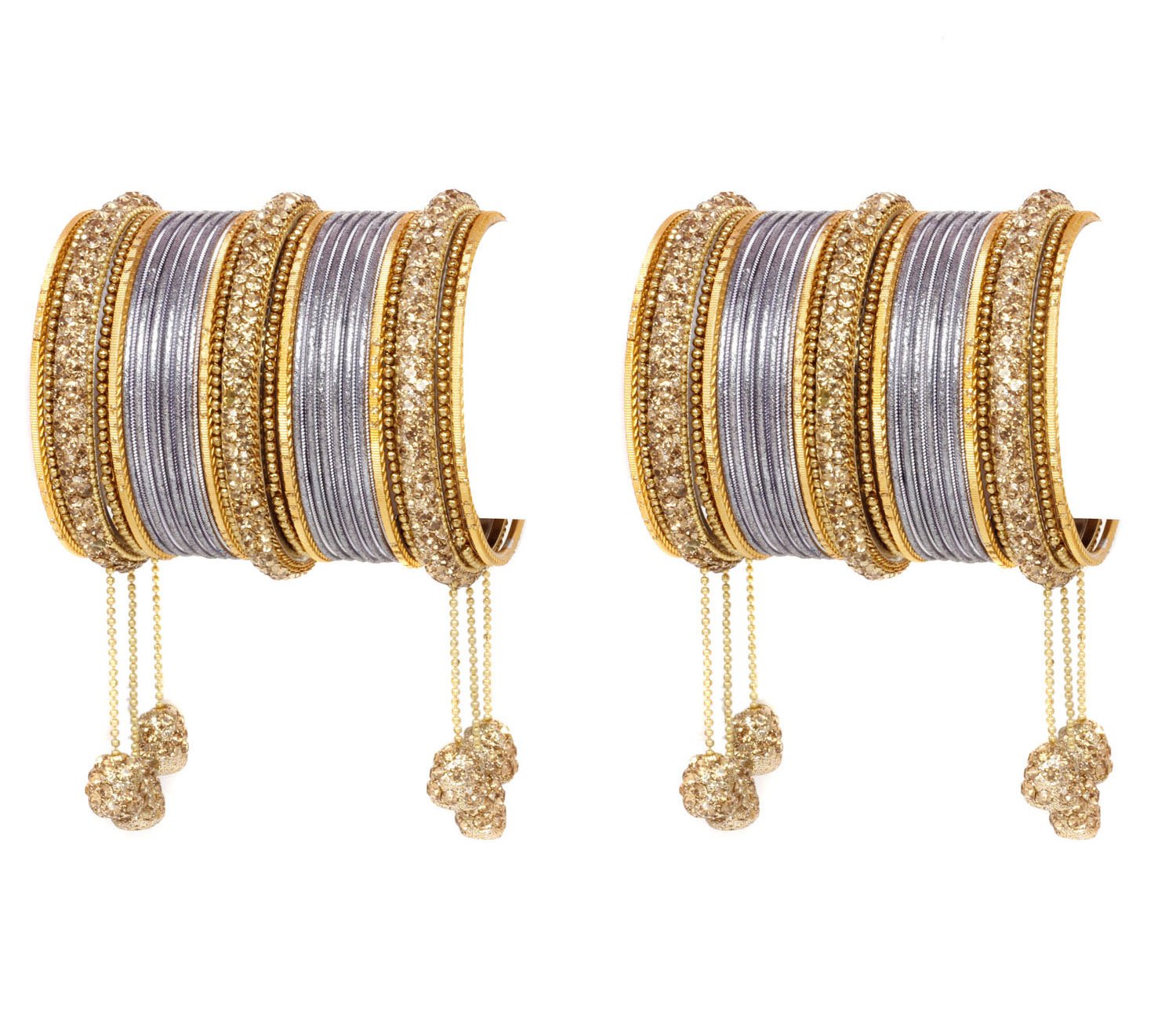Sanara Beautiful Ethnic Golden Crystal Diamond Latkan Kada with Matching Churi Bangles Arrangement For Woman & Girls Wedding Costume & Gift Jewelry Set (Grey, 2.6 (2.37 Inches)) (B07DVR8Z2H) Amazon Price History, Amazon Price Tracker