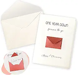 Cartão de aniversário de 1 ano para namorado namorada – Presentes de papel de 1º aniversário para casal, feliz aniversário de casamento de um ano para marido esposa, cartões de aniversário de um ano para menos do primeiro ano..