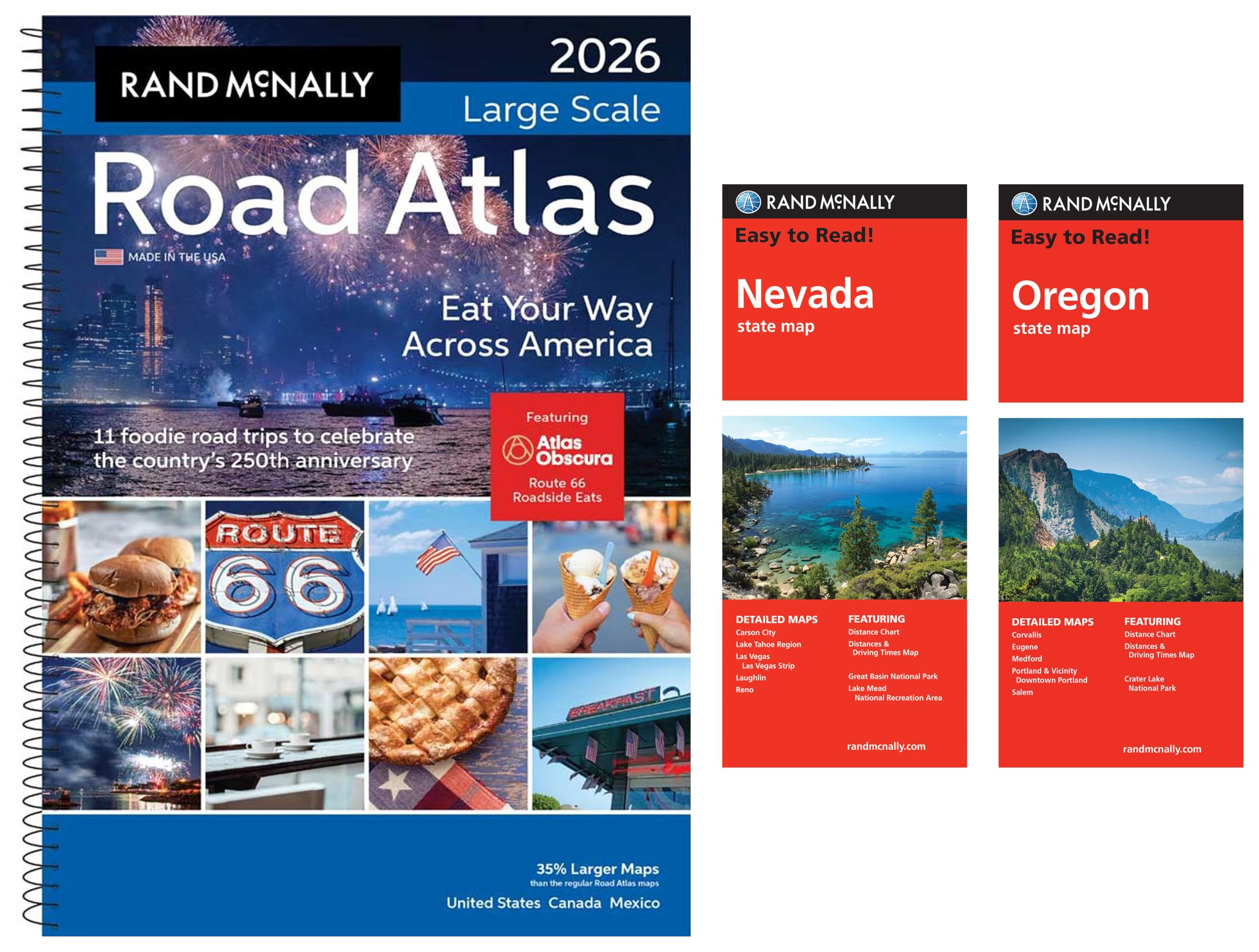 2026 Large Scale Road Atlas with Easy to Read Nevada & Oregon State Maps