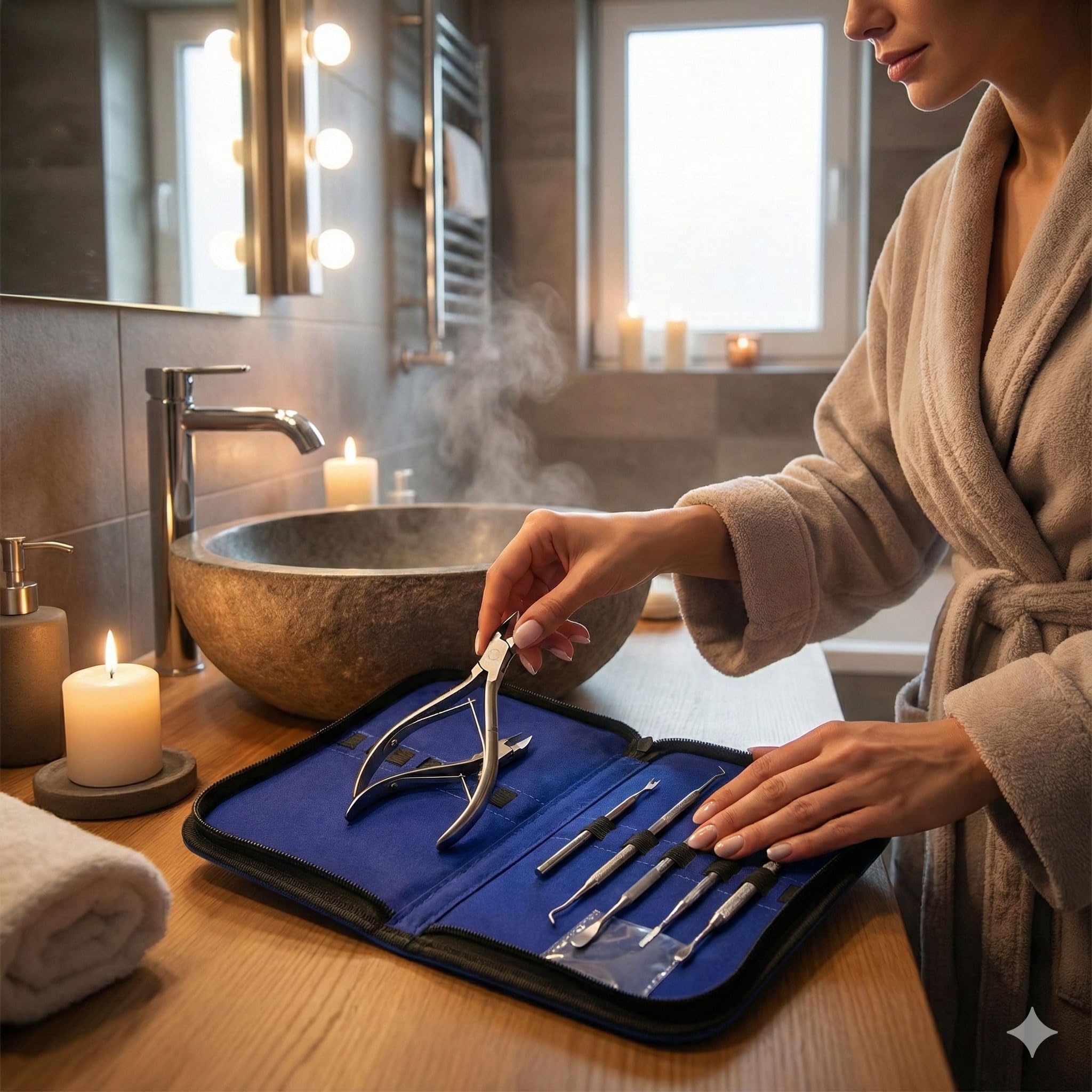 May Profesjonalny Zestaw do Pedicure [7-cz.] Stal Nierdzewna – Silne Cęgi Czołowe do Grubych i Twardych Paznokci – Zestaw do Pielęgnacji Stóp z Etui