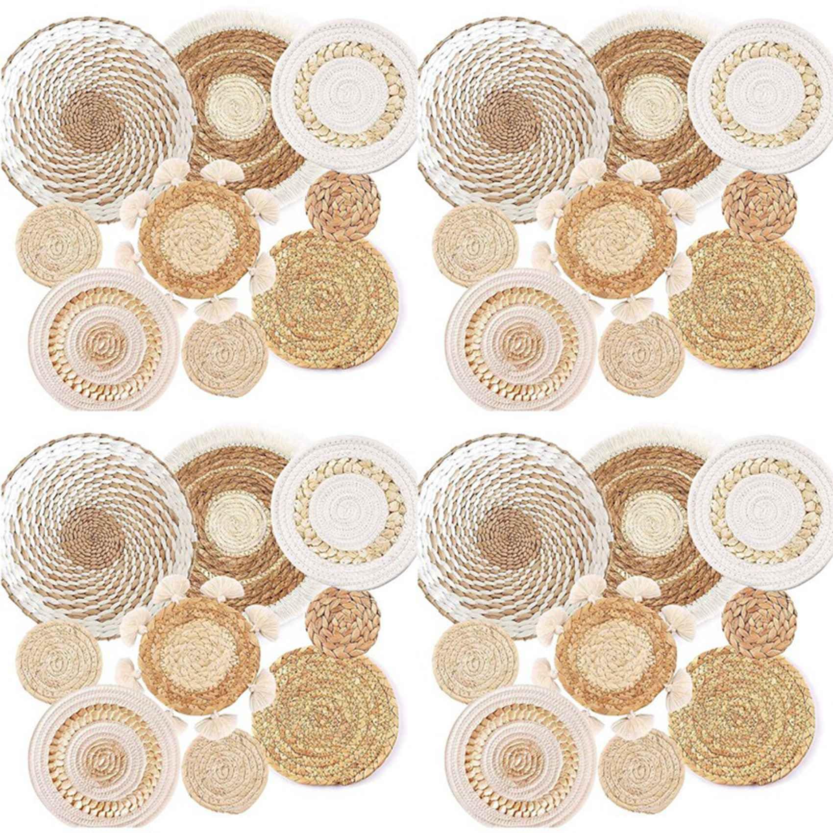 Vjsujehgy 36 Pack Boho Wall Basket Set, Hanging Woven Wall Basket Decor, Seagrass Rattan Wicker Boho Wall Decor