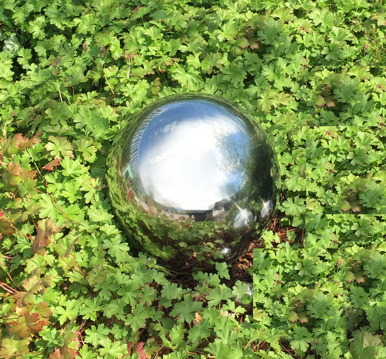 Edelstahl Gartenkugel, Silberner rostfreier Stahl, Gartendeko,27 cm