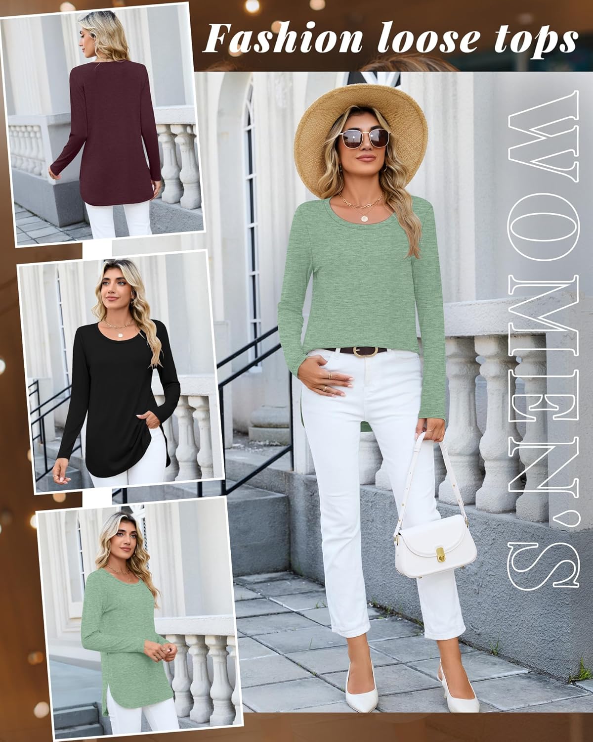 3 Pack Women Long Sleeve Shirts Casual Crew Neck Tunic Tops Side Split Curved Hem Loose Fit T-Shirt 2026 Fashion - Image 5
