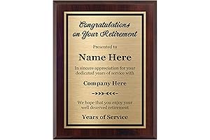 Personalized Retirement Plaque Engraved 8x10 - Commemorate Accomplishments with Custom Retirement Award or Gift