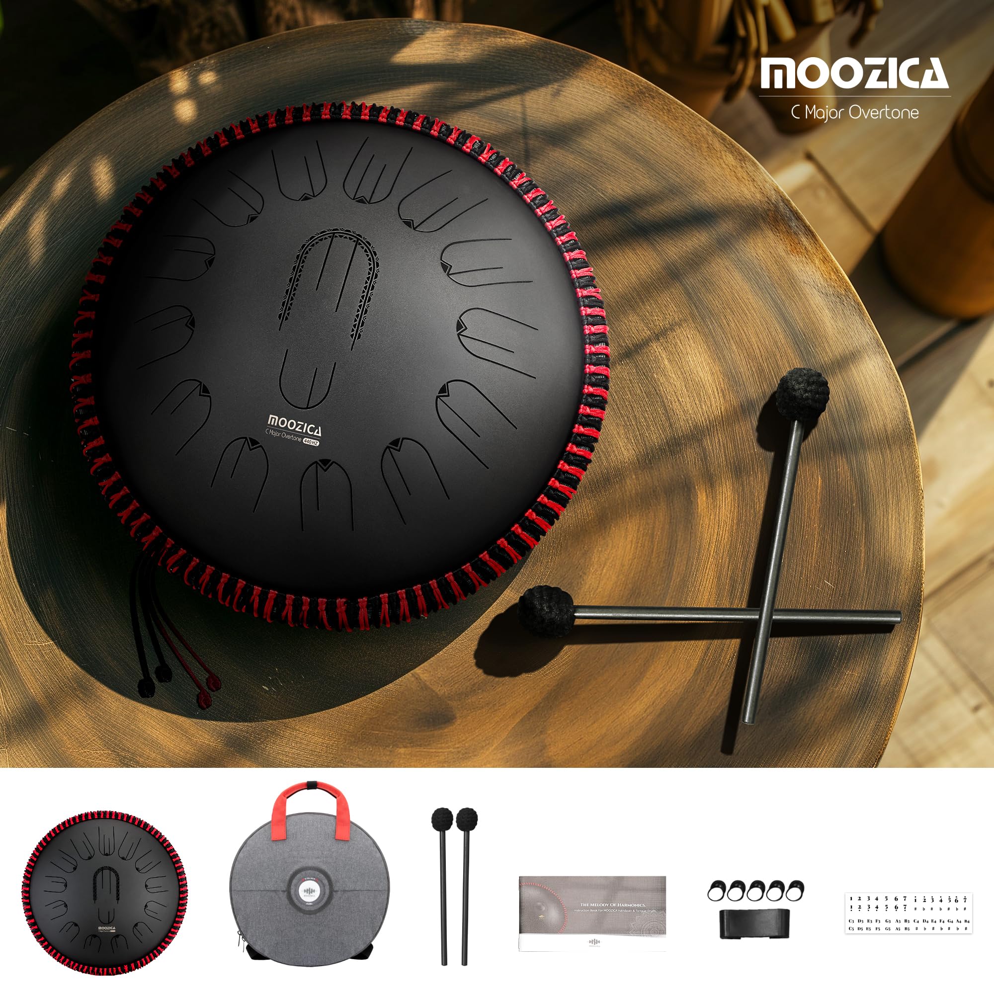 Amazon | MOOZICA ハンドパン 15インチ Cメジャー スチールタング