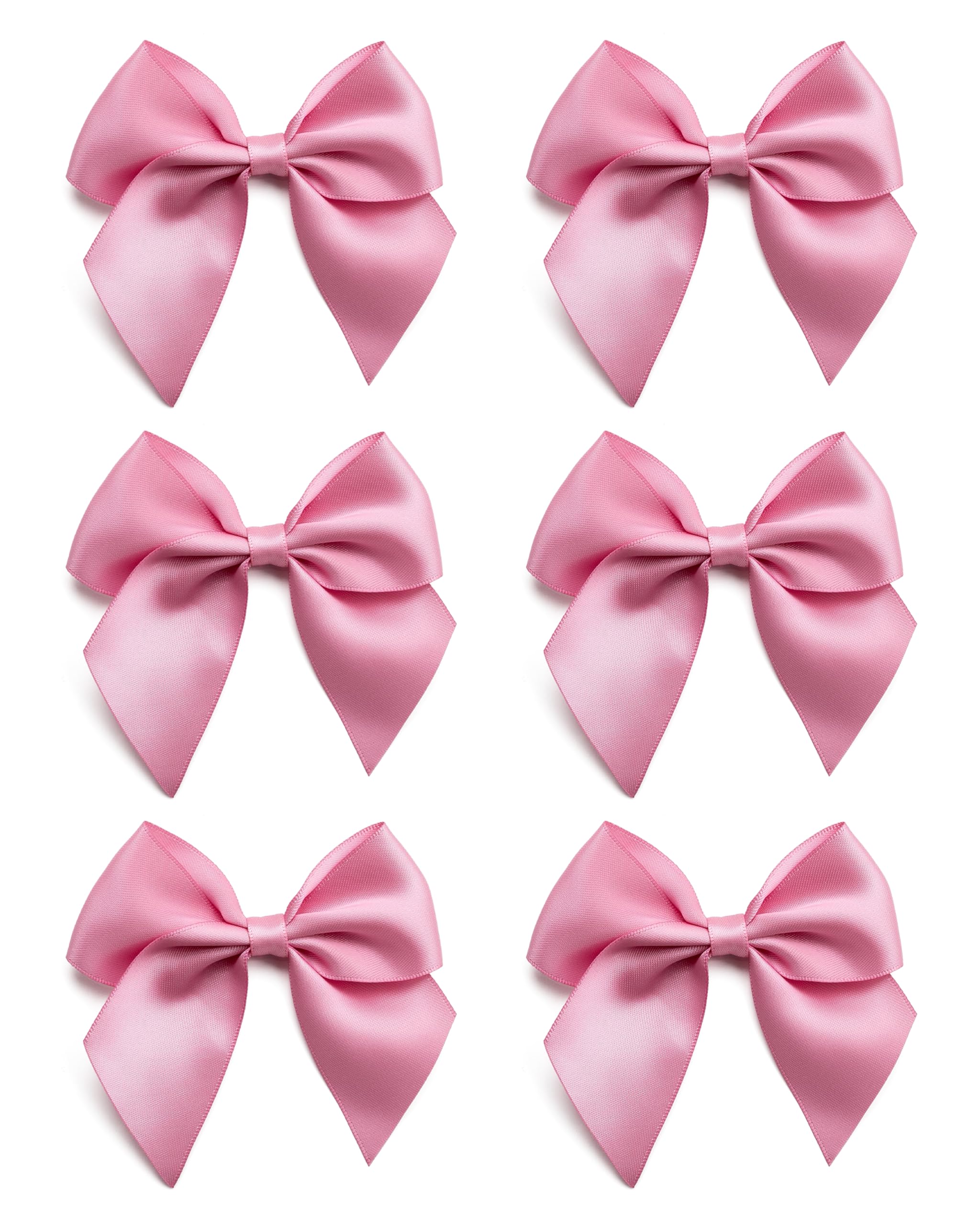 Italian Options Large Satin Ribbon Bows Self-Adhesive Fabric Bow Decorations for Gift Wrapping Hampers Cake Decoration Hair Bows Crafts Crafting Antique Pink 6 Pack 10 cm