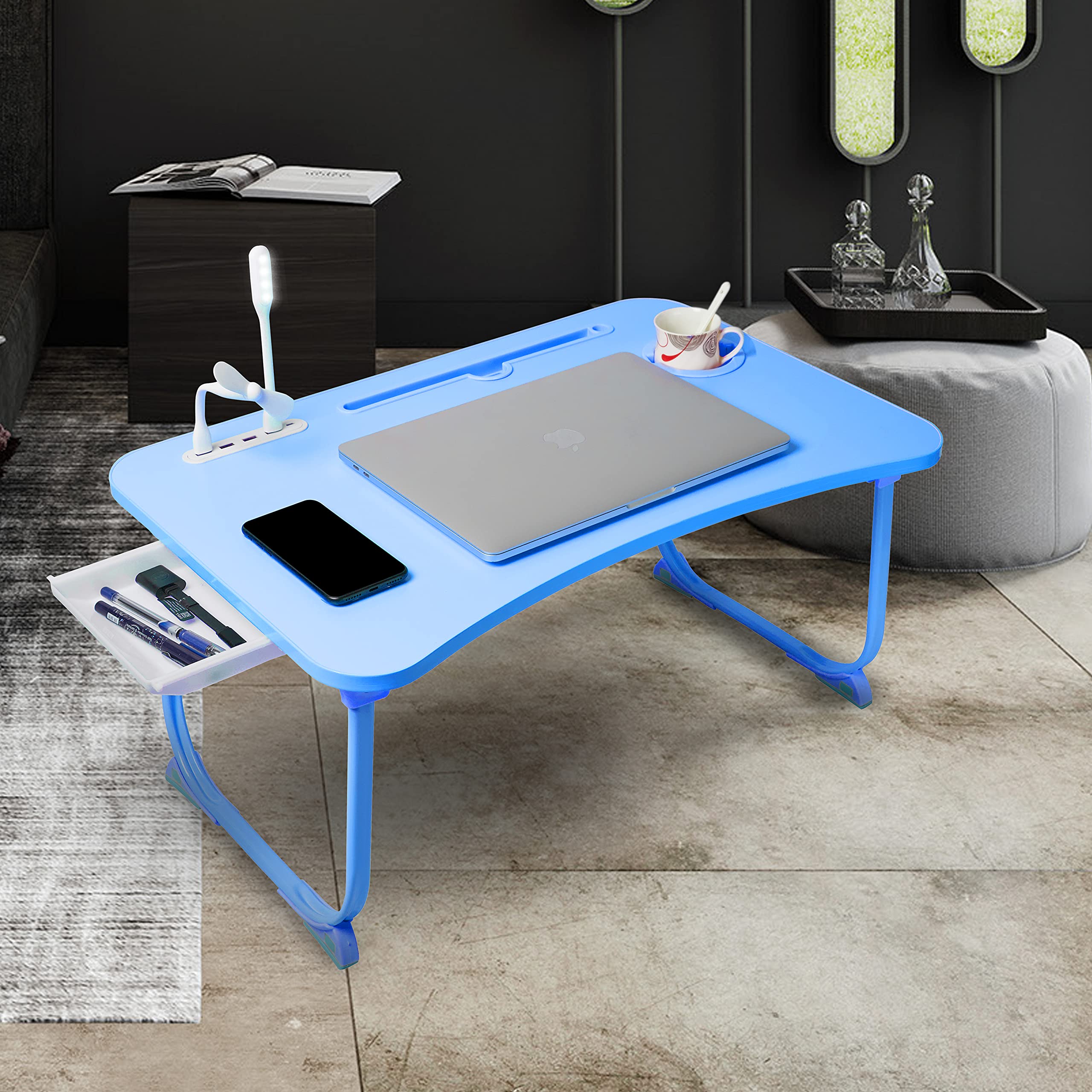 Buy GoRogue Laptop Table for Bed & Sofa, Foldable Desk with Cup Holder