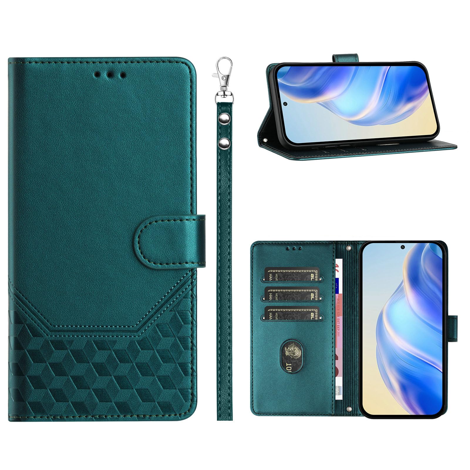 Compatible with Oppo Reno 8 5G Case Cover,Compatible with Oppo Reno 8 5G Phone Case,Shockproof Flap with Card Holders Kickstand Magnetic Case Cover Green