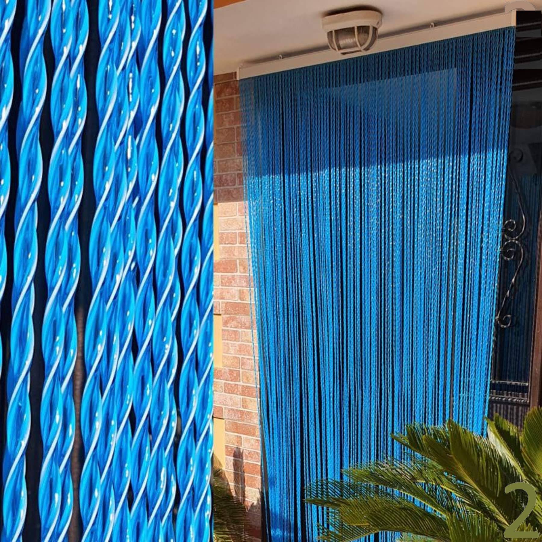 BricoShopping® Rideau Mosquière Mod.C à Fils en PVC réglable Moustiquaire pour Porte fenêtre extérieure entrée Balcon Camping-Car Fil Anti-Mouvement 15 Couleurs Fabriqué en Italie (150 x 250, 2 Blue)