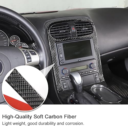 Miniatura 2 de PIUGILH Panel de control central de coche, fibra de carbono suave, marco de panel antiarañazos, cubierta decorativa para Corvette C6 2005-2013