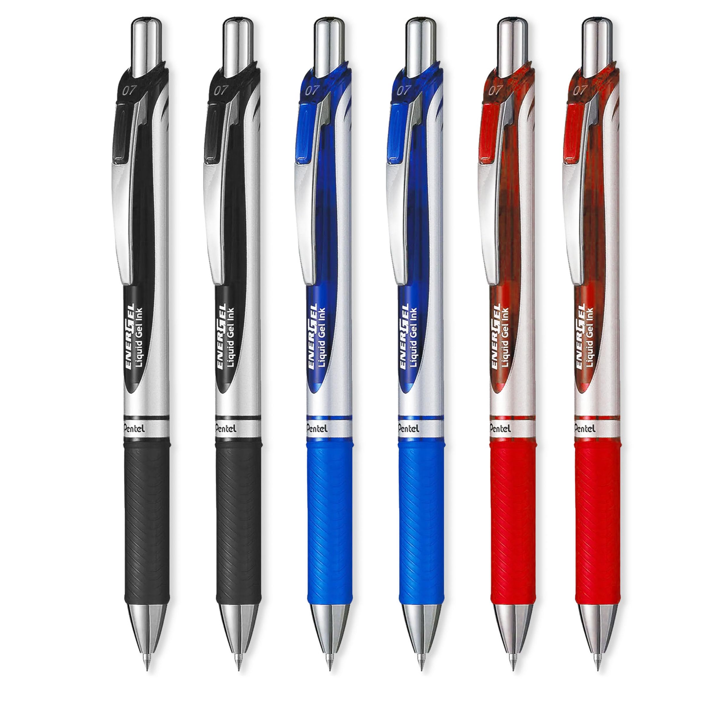 Pentel EnerGel XM BL77 - Retractable Liquid Gel Ink Pen - 0.7mm - 54% Recycled - Clam Pack Gift Set of 6 (Black,Blue,Red) - Image 2