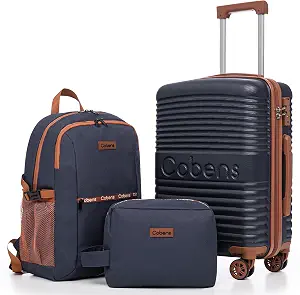 Cobens Carry-on Luggage 22x14x9 Airline Approved 3-Piece Set with Wheels