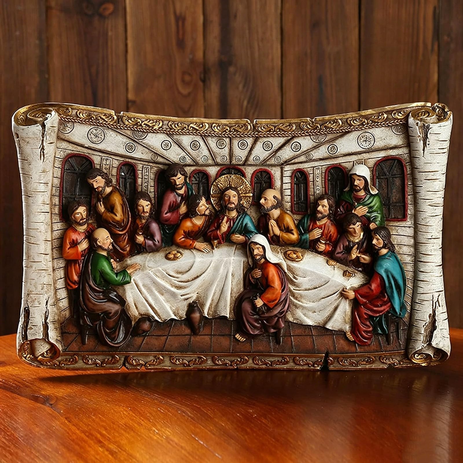 Rzeźba Ostatniej Wieczerzy, Żywica 3D Scroll Figura Ścienna Uczniów Jezusa