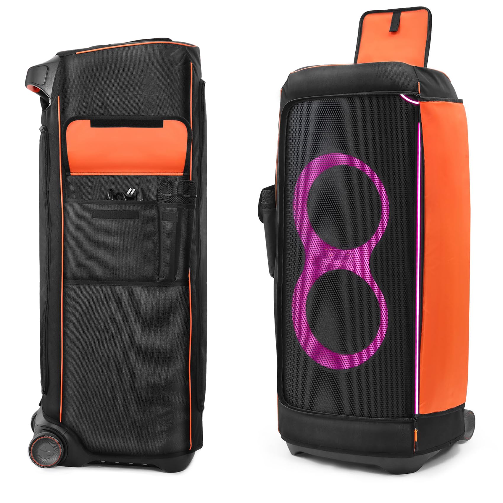 Lautsprecher-Schutzhülle für JBL Partybox Ultimate, Staubschutz, Aufbewahrung, Ladekabel, Mikrofone, Bluetooth, kabellose Audio-Reisetasche, Schwarz, Netztasche