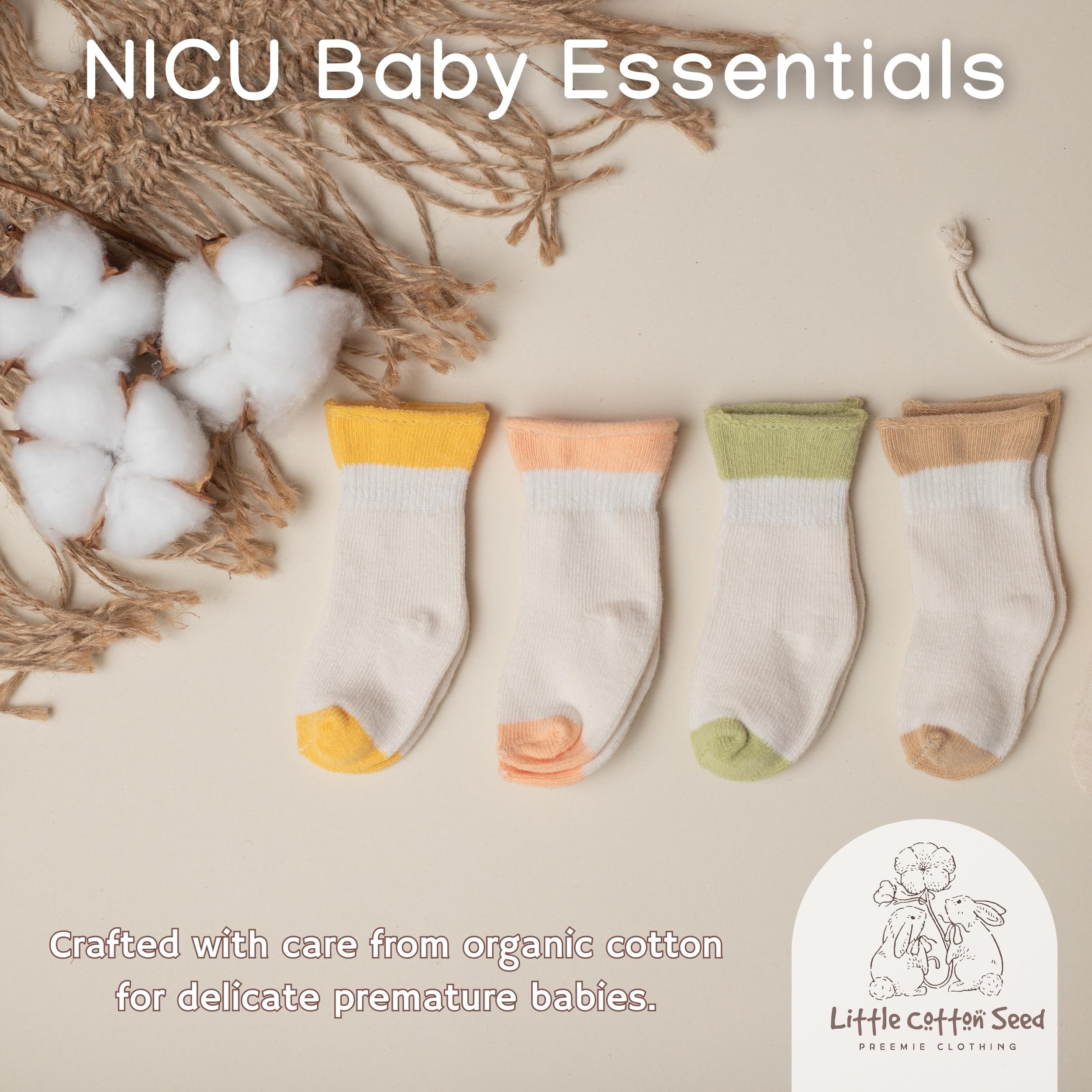 Calcetines básicos para bebés y niños recién nacidos (6 paquetes) – Calcetines prematuros de algodón orgánico – imprescindibles para pies pequeños