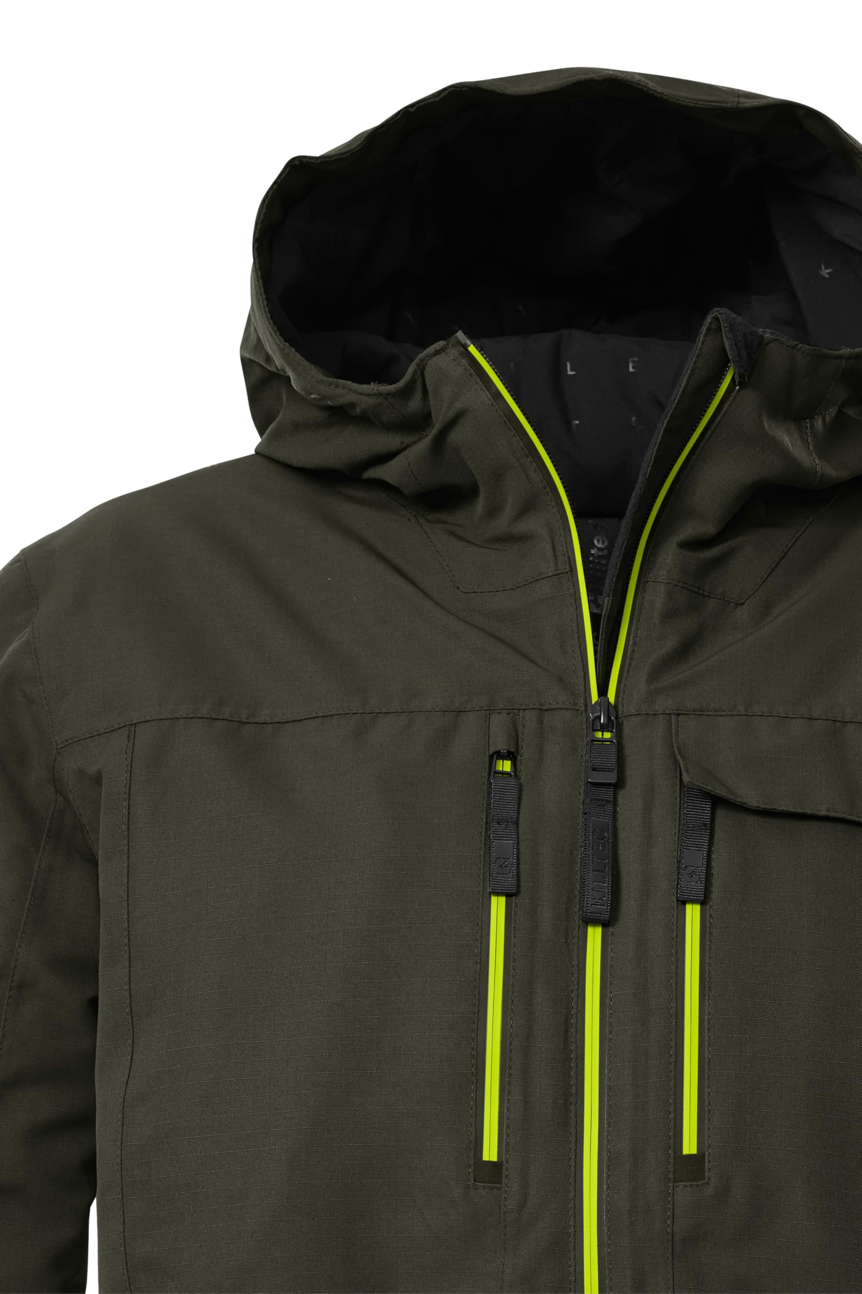 killtec Herren Skijacke/Funktionsjacke mit Kapuze und Schneefang KSW 53 MN SKI JCKT, dunkeloliv, L, 43433-000