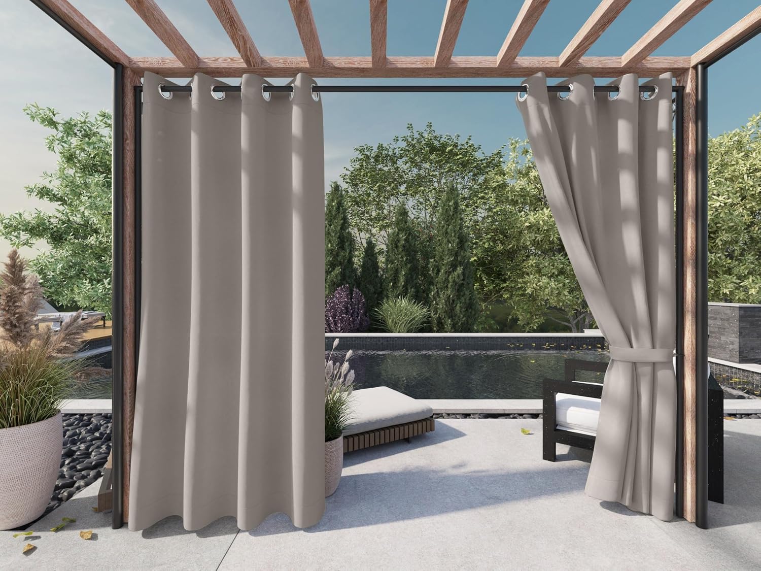 Covermates Outdoor Curtain Panel – Water-Resistant All-Weather Patio Curtain with Rust-Resistant Grommets, Weighted Hem & UV Protection, 50" W x 108" L, Dove