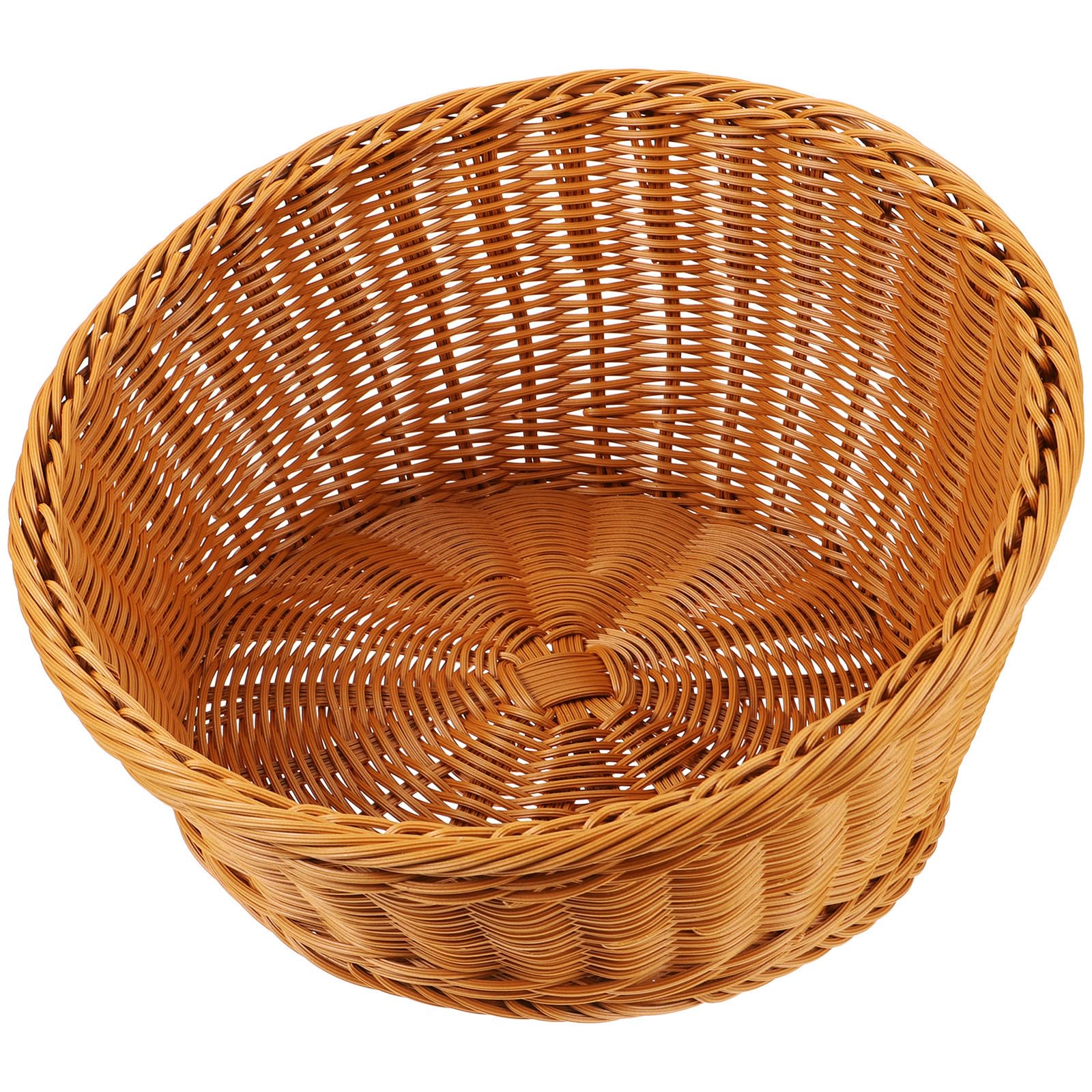 Cesto da Tavolo Intrecciato in Rattan Sintetico Resistente per Cucina Design Artigianale Pratico e Rustico, per Conservare Oggetti in Hotel come Ornamento
