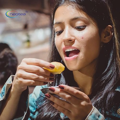 Miniatura 7 de Neotea Gol Gappa 500 GM (17.63 oz)  Monedas Pani Puri de trigo  Listo para cocinar  Totalmente natural, vegano, sin OMG  Origen indio  Rápido y