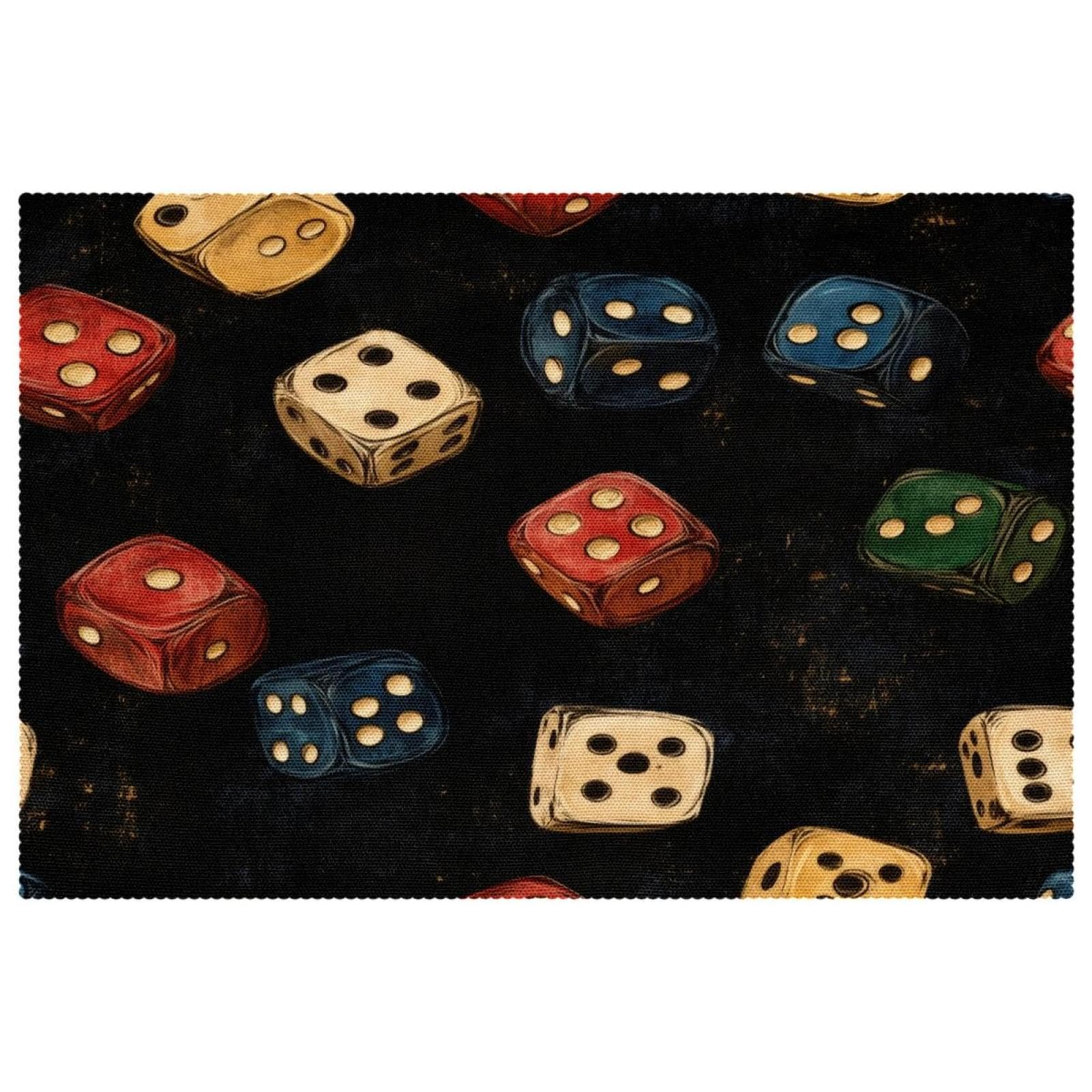 Sets de table casino dices pour soir&eacute;e jeux r&eacute;sistants &agrave; la chaleur lot de 6
