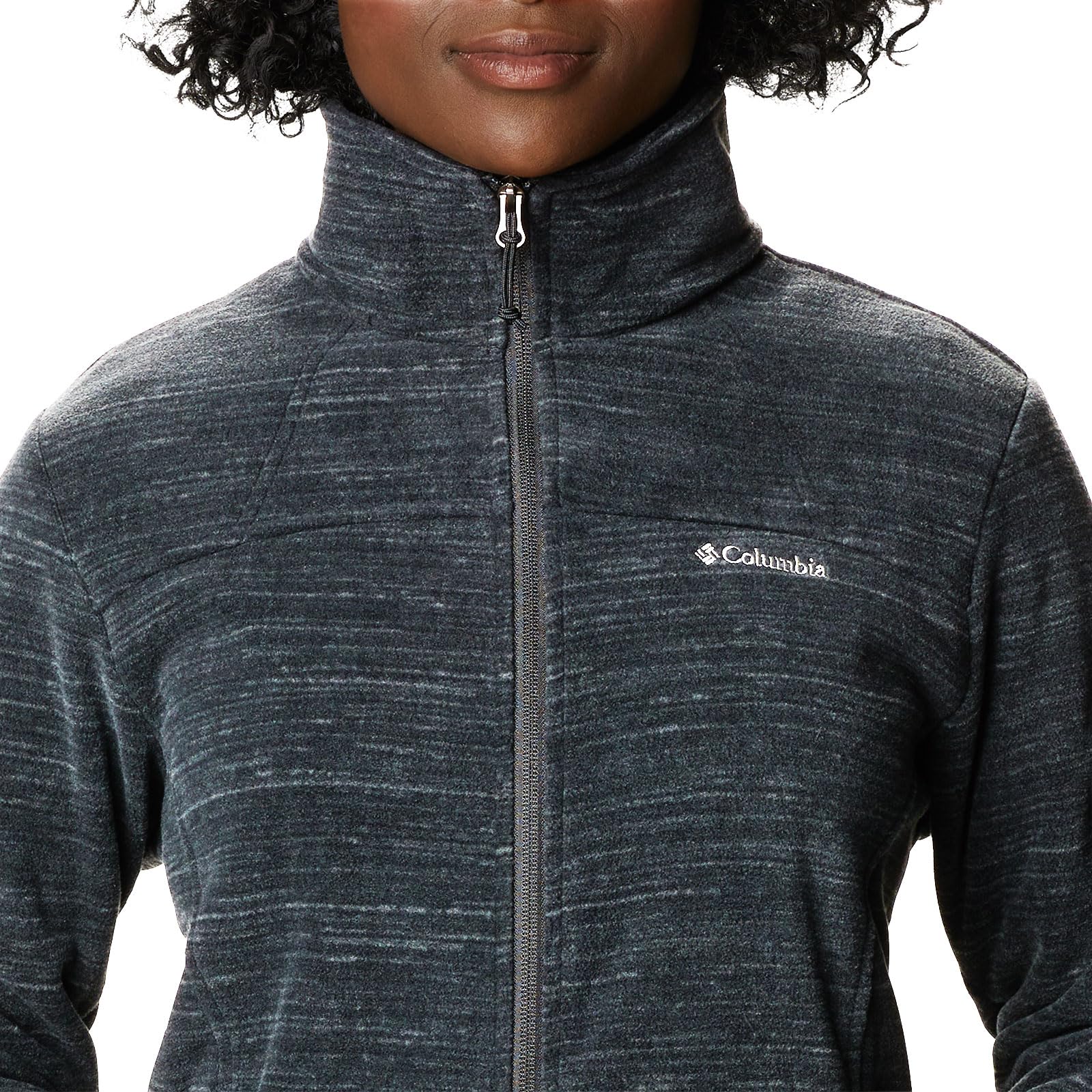 Columbia Fast Trek Jacket, Chaqueta De Forro Polar Con Cremallera para Mujer, Black Spacedye Print, Talla L