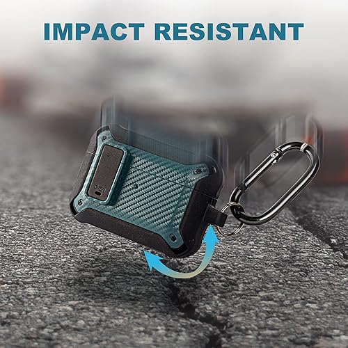 Miniatura 4 de Funda compatible con AirPods Pro 2 con bloqueo seguro, funda militar con llavero, funda protectora rígida a prueba de golpes compatible con AirPod