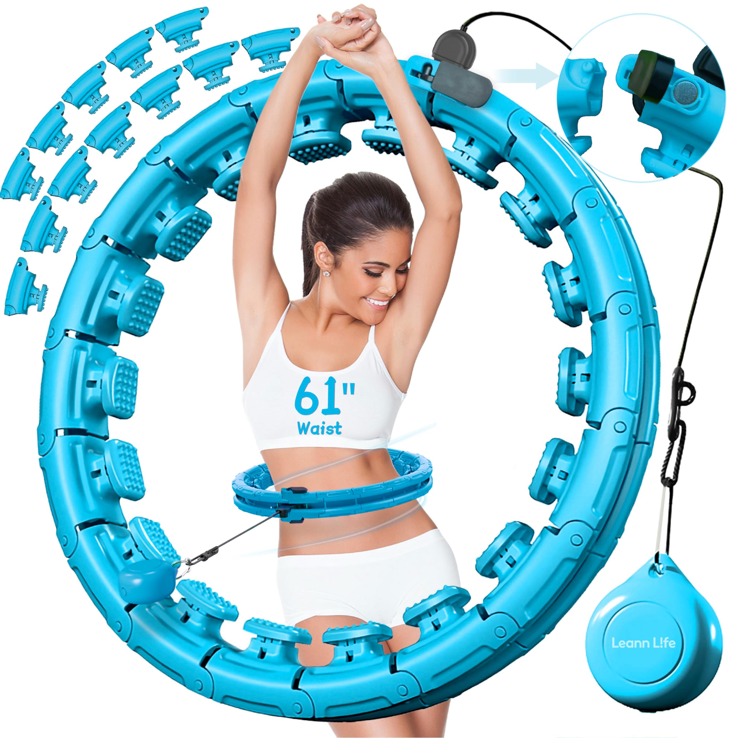 30/12 Knots, Magnetic Lock Weighted Hula Hoop for Adults Weight Loss, Infinity Hoop Plus Size, Children Adults Home Outdoors, Fitness Exercise, Abdominal Toner