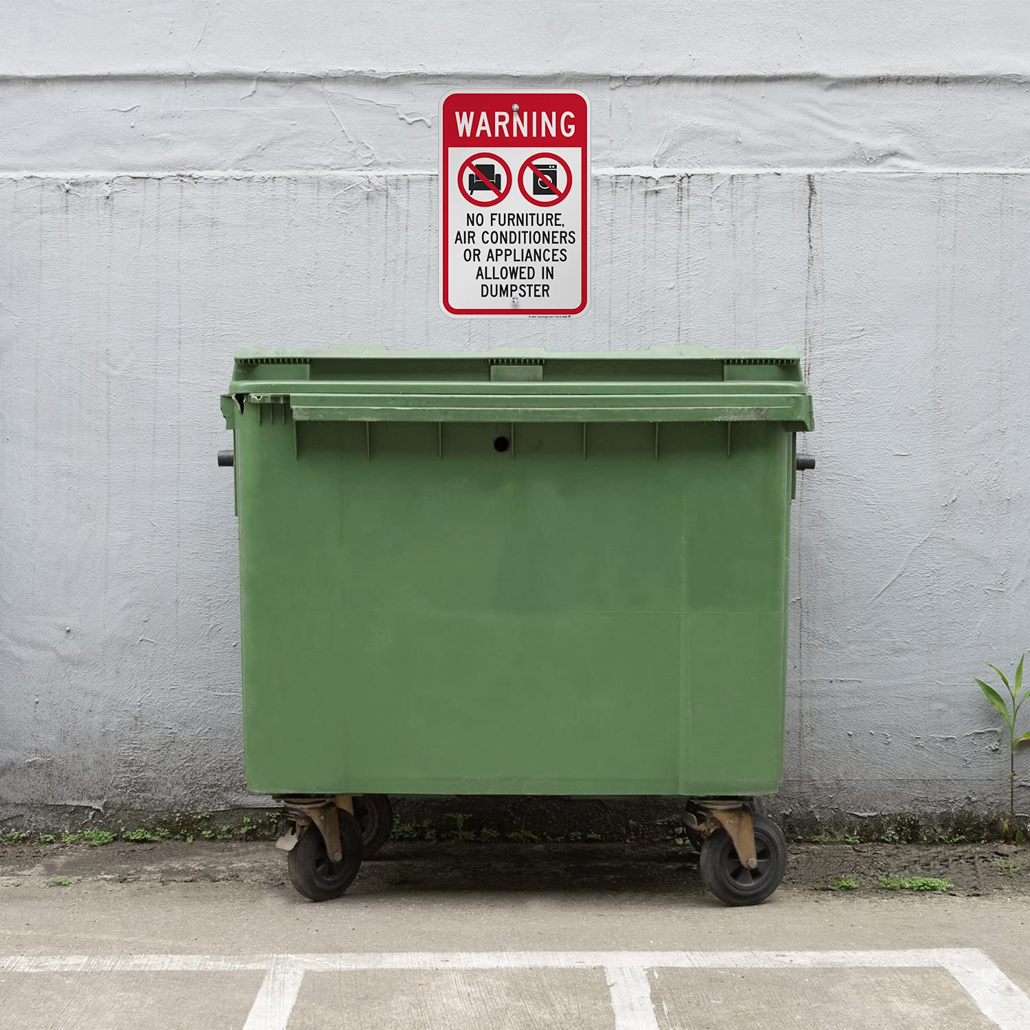 SmartSign 18 x 12 inch “Warning - No Furniture, Air Conditioners