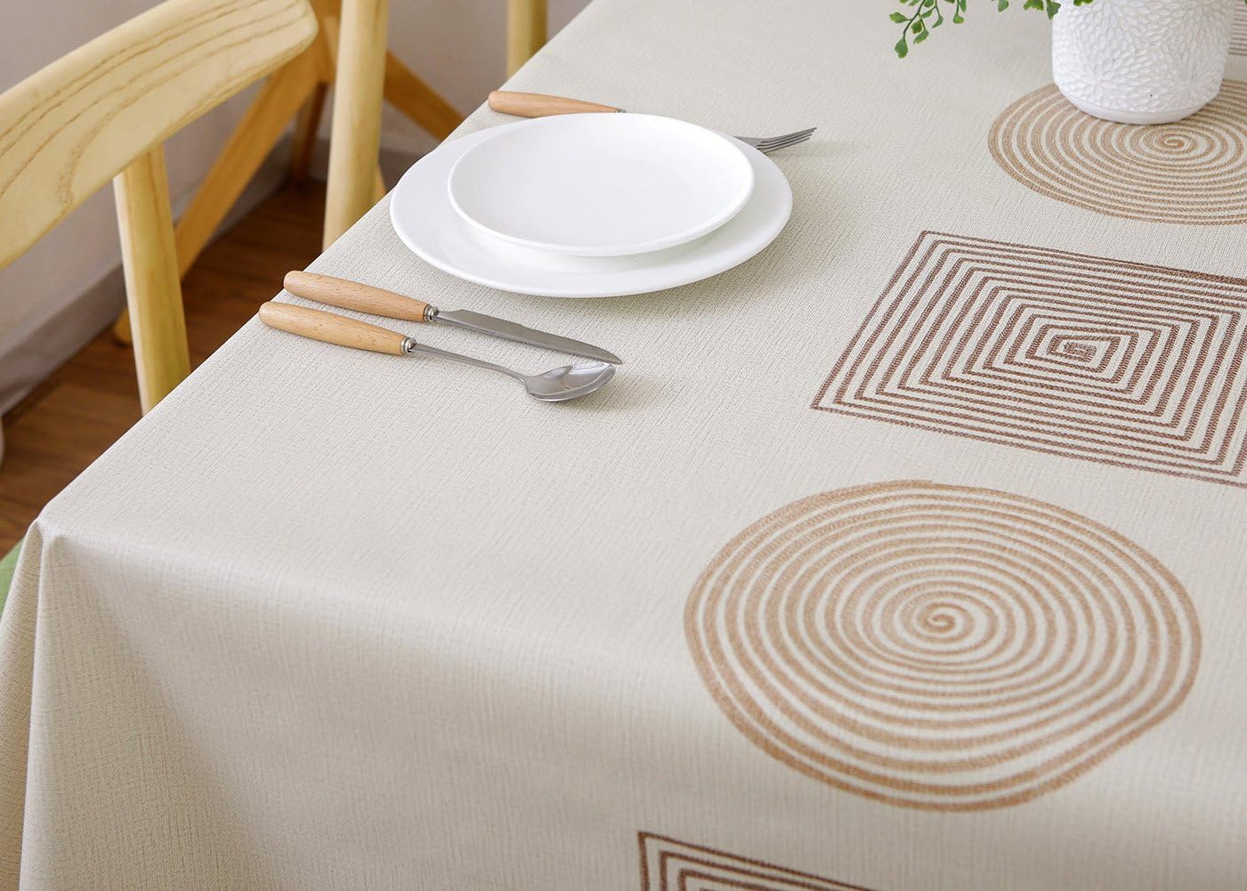 Exclusive Discount 🔥 LEEVAN Heavy Vinyl Tablecloth Rectangle 54x84 Inch PVC Table Cover with Flannel Backing Wipe Clean Table Cloths Waterproof Oil-Proof for Kitchen and Dining Room-Geometry