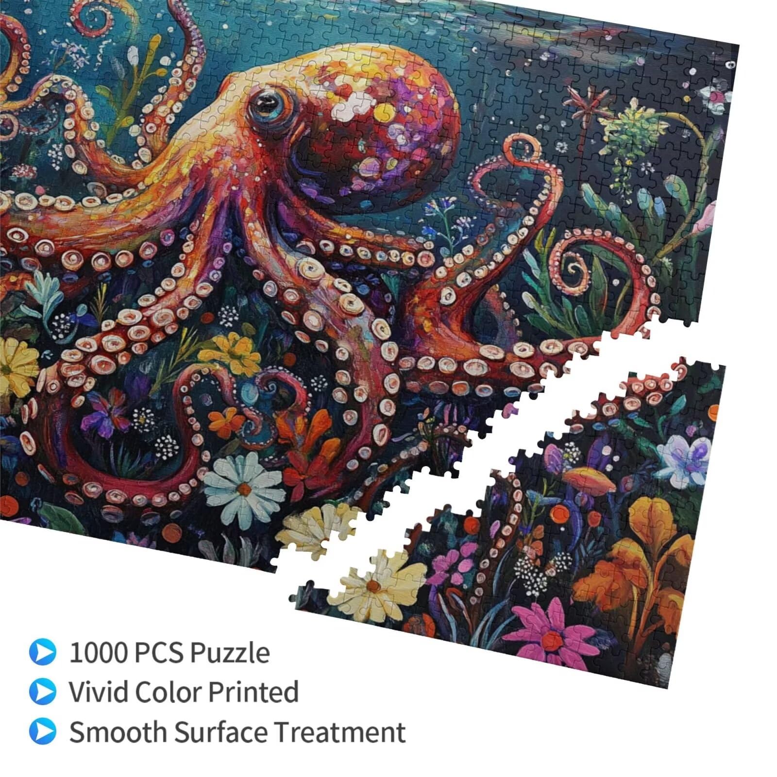 Puzzle Blume Puzzle 3000 Teile Oktopus Puzzles Erwachsene mit Geschenkbox, DIY Groß Holzpuzzle für Erwachsene, Geschicklichkeitsspiel für Die Ganze Familie Geschenke für Frauen 81 x 122 cm -1846y