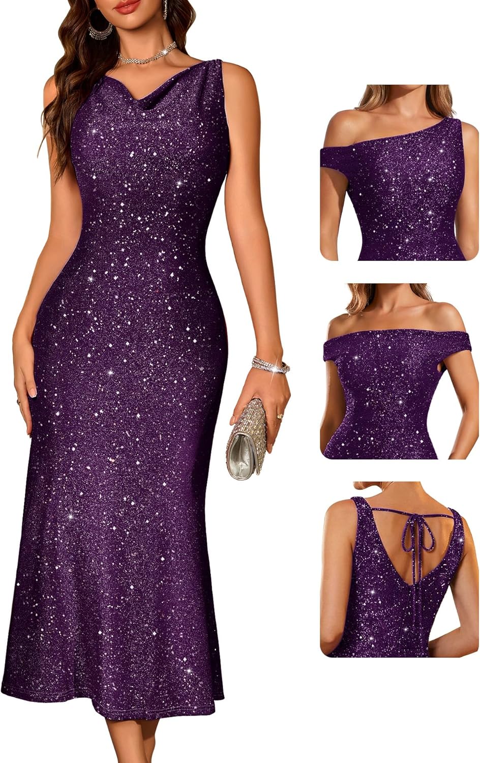 BeryLove Formal Sequin Prom Wedding Guest Cocktail Evening Bodycon Dresses