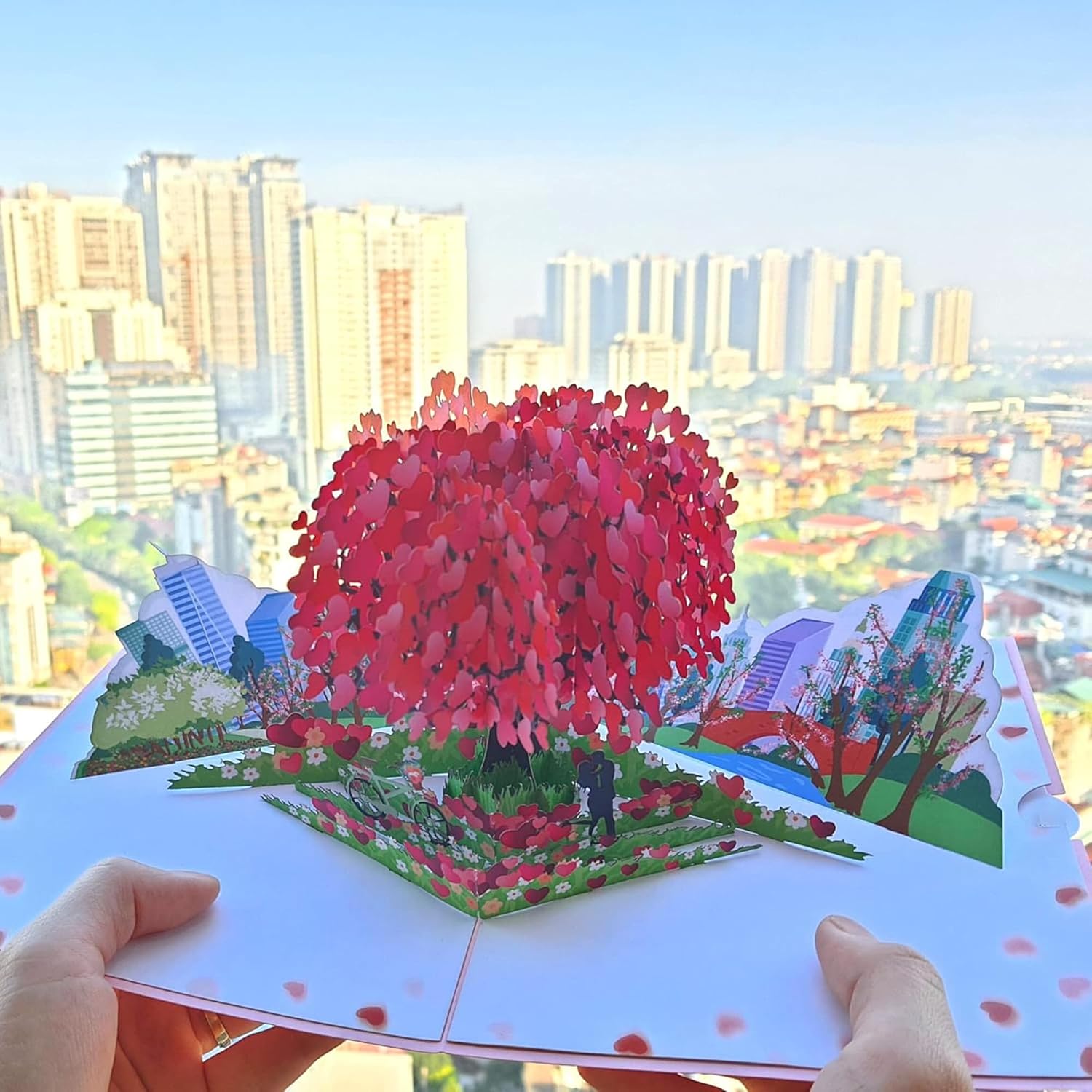 3D Pop Up Valentines Day Card Heart Tree with Couple in Park - Romantic Valentine Pop Up Card for Wife, Girlfriend, Her - Anniversary Birthday Gift - Image 6