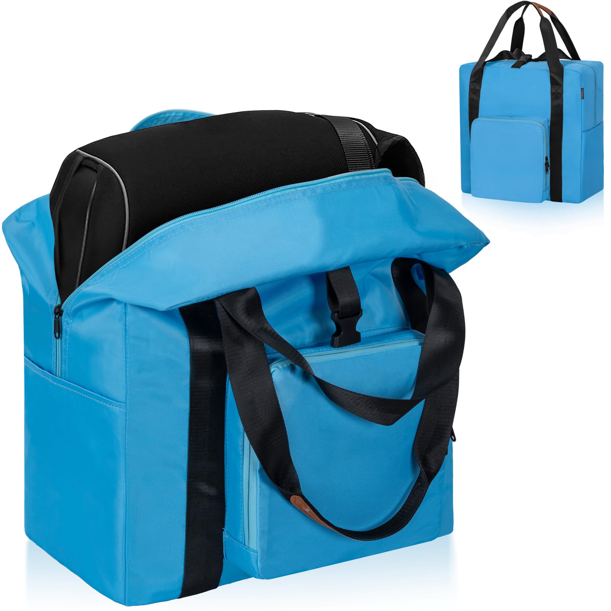 TORIBIO Durable Backless Booster Car Seat Travel Bag - Fits Gb Pockit & Most Boosters, Airplane Gate Check Tote, Blue