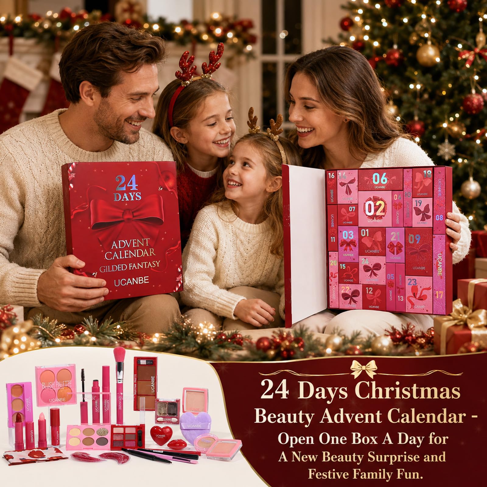 Calendario dell'Avvento del trucco 2026, set regalo di Natale da 24 pezzi, calendario del conto alla rovescia di Natale 2026, set regalo a sorpresa per donne, adolescenti e ragazze