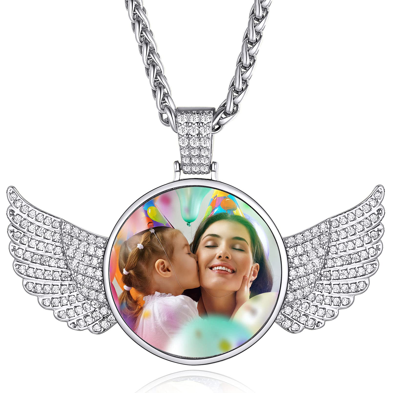 Custom4U Picture Necklace Personalized Photo Circle Chain for Men Women