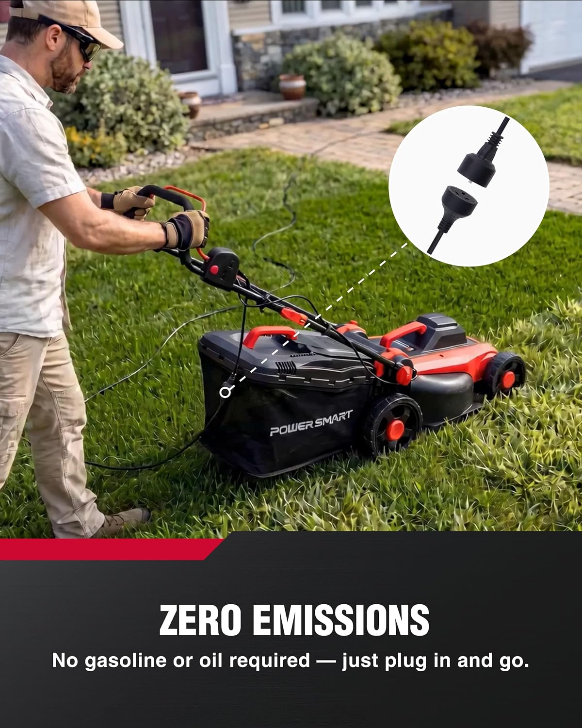 PowerSmart Electric Corded Lawn Mower, 14 Inch, 12.5 Amp, Ergonomic Design