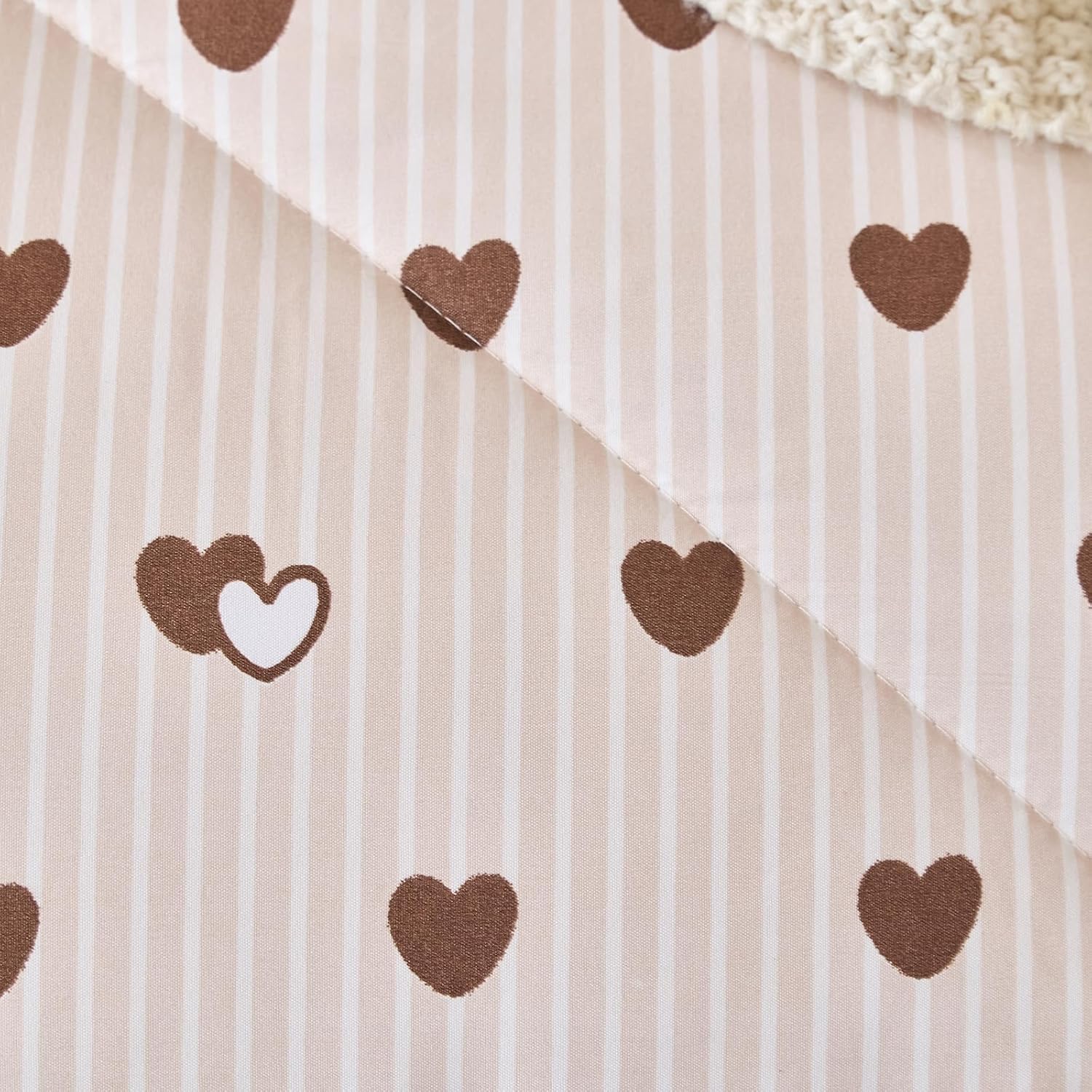 Caressma Brown Heart Print Comforter Set Full Size